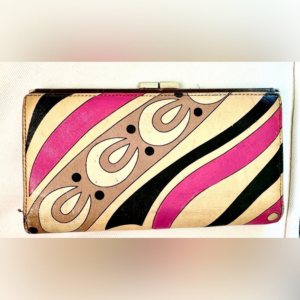 Emilio Pucci - Vintage Multi-color Geometric Bifold wallet in pink and black